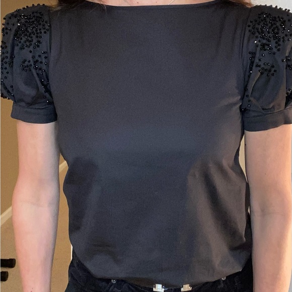 CO black puff beaded short sleeve top - Picture 3 of 3